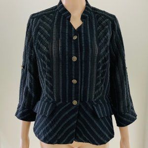 ZISHEN Black Textured Sheer jacket. Light weight. Button front